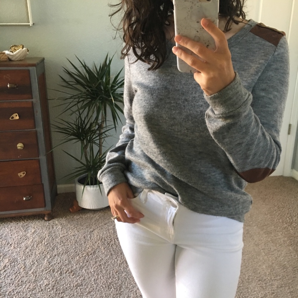 SOLD! Heathered sweater with faux suede